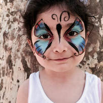 Blue Butterfly Face Painting, Face Painting done by Georgia…